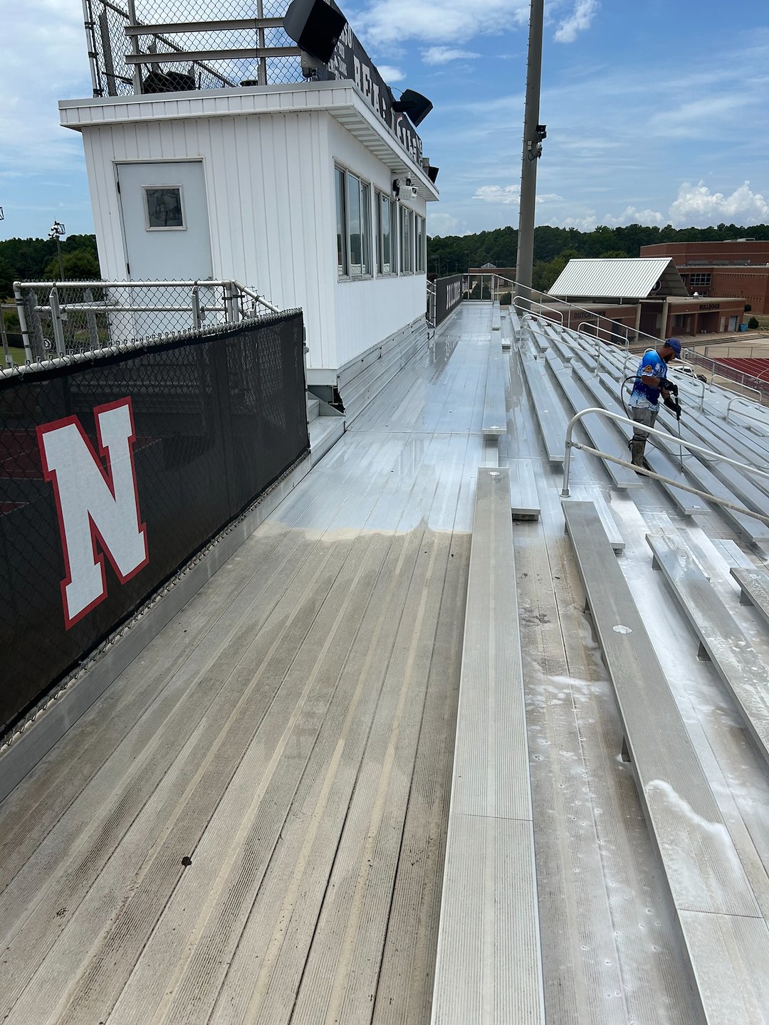 3-Step Pressure Washing Process Revitalizes these Stadium Bleachers in Hampton